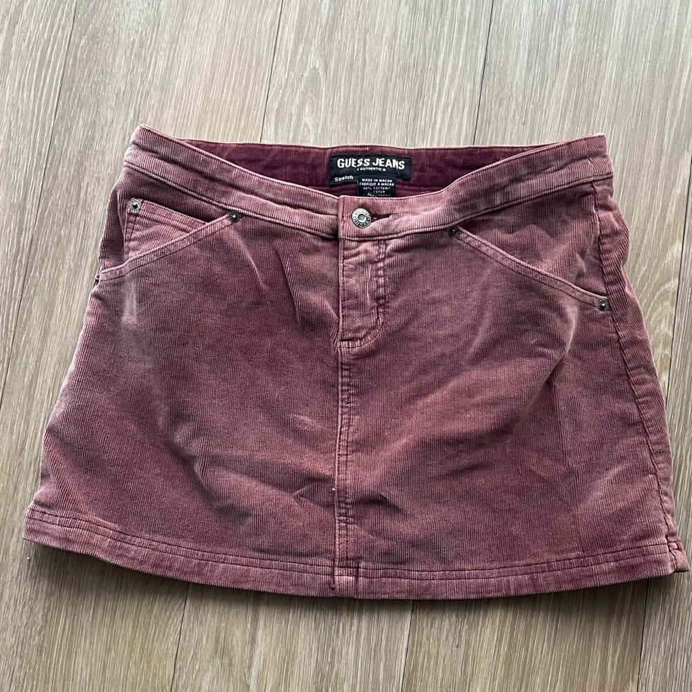 Vintage GUESS Y2K Corduroy Mini Skirt Stretch Fit Womens Size 30